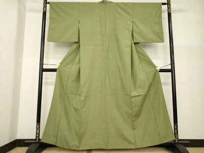 平和屋着物●上質な紬　色無地　梅松色　正絹　逸品　AABG4980ck