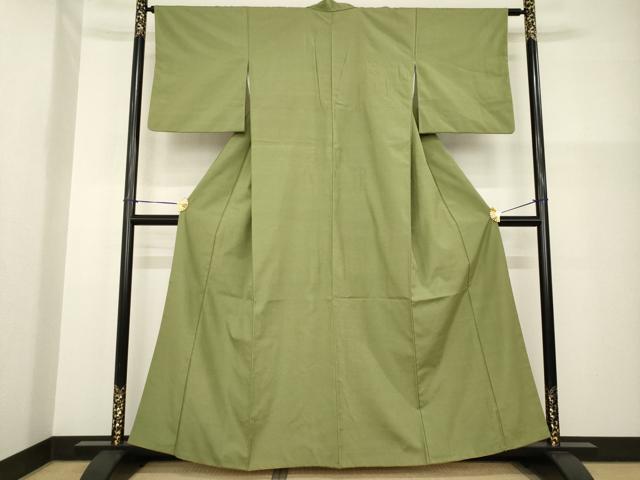 平和屋着物●上質な紬　色無地　梅松色　正絹　逸品　AABG4980ck
