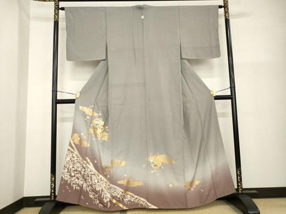 平和屋着物●豪華色留袖　駒刺繍　雪輪松文　梅　暈し染め　金彩　正絹　逸品　AABG4983ck