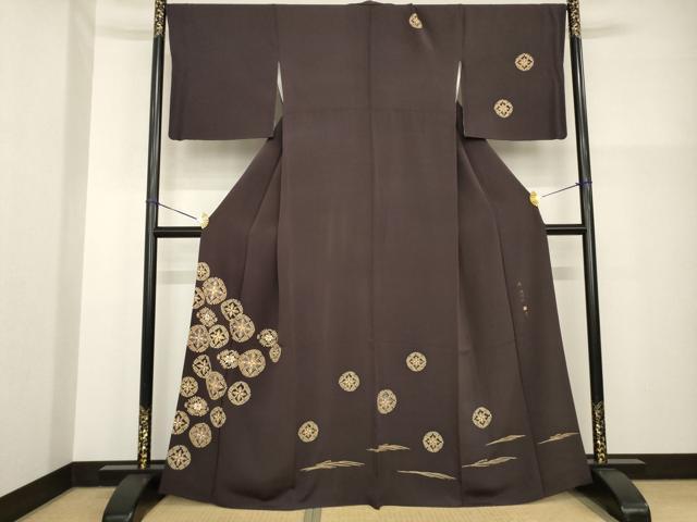 平和屋着物●江戸友禅　小倉貞右　訪問着　駒刺繍　花丸文　金彩　正絹　逸品　AABG4984ck