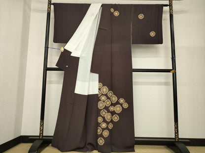 平和屋着物●江戸友禅　小倉貞右　訪問着　駒刺繍　花丸文　金彩　正絹　逸品　AABG4984ck