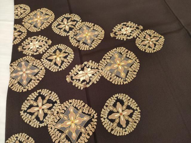 平和屋着物●江戸友禅　小倉貞右　訪問着　駒刺繍　花丸文　金彩　正絹　逸品　AABG4984ck