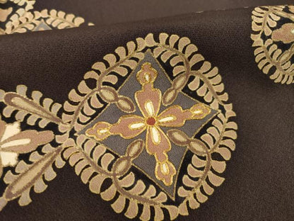 平和屋着物●江戸友禅　小倉貞右　訪問着　駒刺繍　花丸文　金彩　正絹　逸品　AABG4984ck
