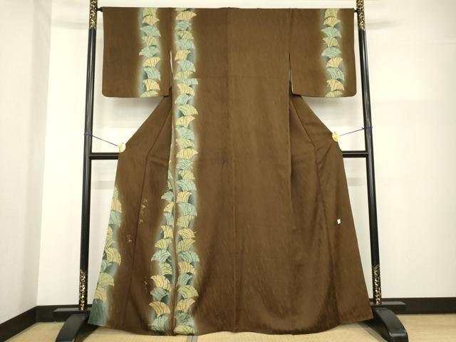 平和屋着物●訪問着　作家物　銀杏間道　暈し染め　金糸　正絹　逸品　AABG4986ck
