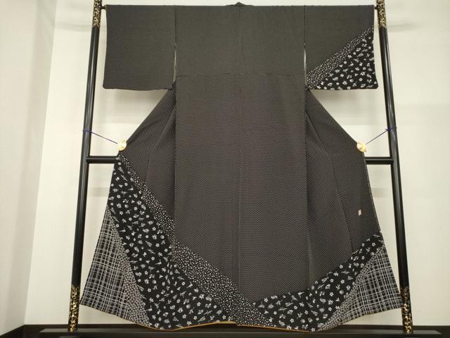 平和屋着物●京型友禅作家　岡部睦美　訪問着　玩具文　黒地　正絹　逸品　AABG4987ck