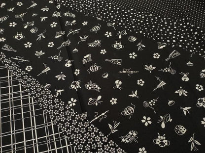 平和屋着物●京型友禅作家　岡部睦美　訪問着　玩具文　黒地　正絹　逸品　AABG4987ck
