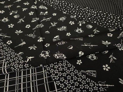 平和屋着物●京型友禅作家　岡部睦美　訪問着　玩具文　黒地　正絹　逸品　AABG4987ck