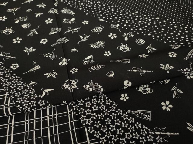 平和屋着物●京型友禅作家　岡部睦美　訪問着　玩具文　黒地　正絹　逸品　AABG4987ck