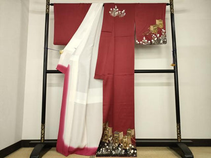 平和屋着物●TOKI志すい キモノモードオリジナルブランド　訪問着　御所車花文　暈し染め　金彩　正絹　逸品　AABG4988ck