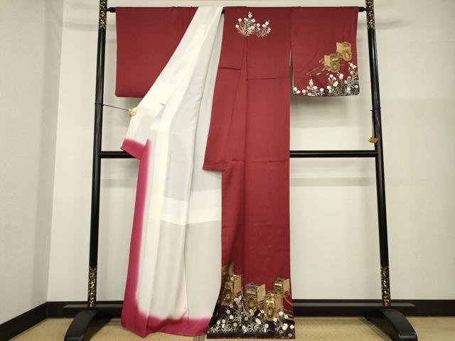 平和屋着物●TOKI志すい キモノモードオリジナルブランド　訪問着　御所車花文　暈し染め　金彩　正絹　逸品　AABG4988ck