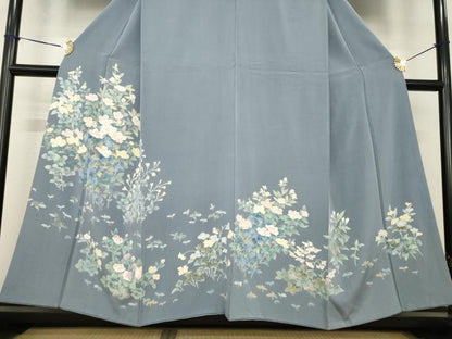 平和屋着物●訪問着　友禅　草花文　正絹　逸品　AABG4989ck