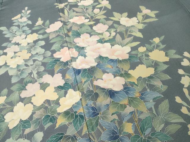 平和屋着物●訪問着　友禅　草花文　正絹　逸品　AABG4989ck