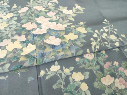 平和屋着物●訪問着　友禅　草花文　正絹　逸品　AABG4989ck