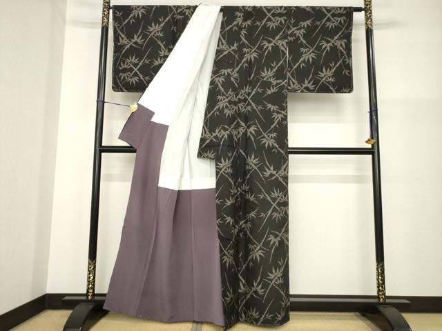 平和屋着物●本場大島紬　カタス7マルキ　笹竹文　正絹　逸品　AABG4991ck