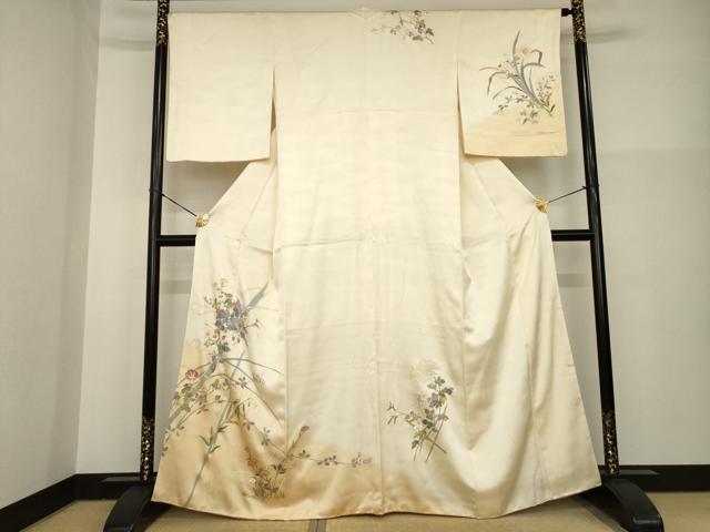 平和屋着物●訪問着　草花文　金彩　正絹　逸品　AABG4992ck