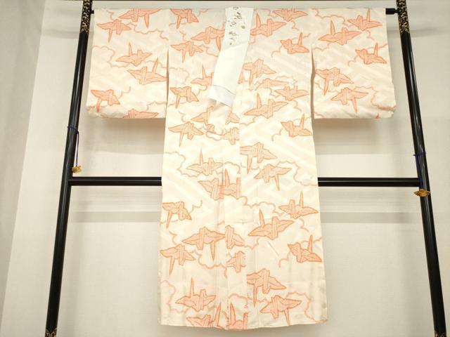 平和屋着物●長襦袢　無双仕立て　折り鶴　広衿仕立て　半衿刺繍　正絹　逸品　AABG4994ck