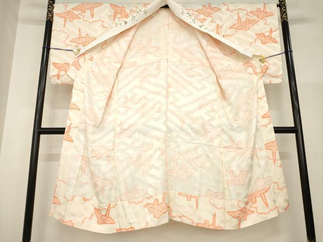 平和屋着物●長襦袢　無双仕立て　折り鶴　広衿仕立て　半衿刺繍　正絹　逸品　AABG4994ck