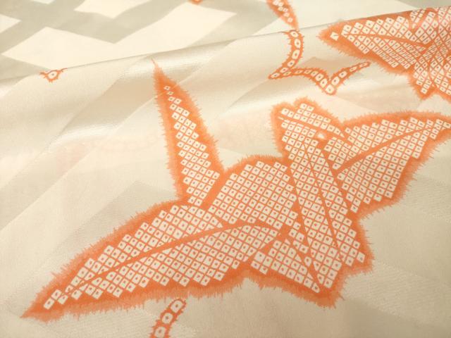 平和屋着物●長襦袢　無双仕立て　折り鶴　広衿仕立て　半衿刺繍　正絹　逸品　AABG4994ck