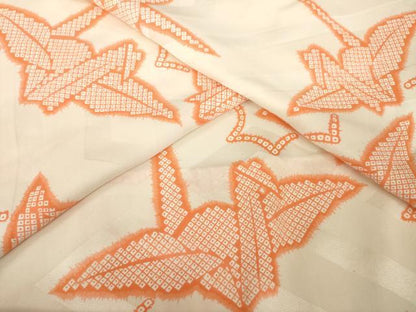 平和屋着物●長襦袢　無双仕立て　折り鶴　広衿仕立て　半衿刺繍　正絹　逸品　AABG4994ck
