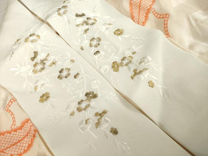 平和屋着物●長襦袢　無双仕立て　折り鶴　広衿仕立て　半衿刺繍　正絹　逸品　AABG4994ck
