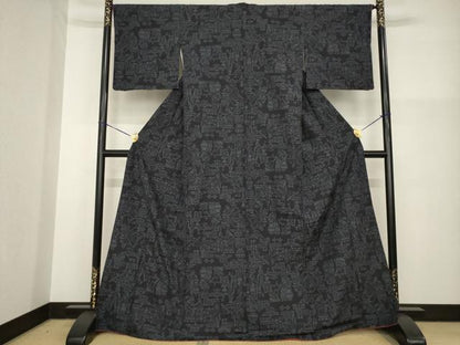 平和屋着物●本塩沢　110亀甲　古代壁画文様　正絹　逸品　AABG4996ck