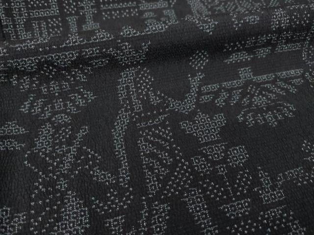 平和屋着物●本塩沢　110亀甲　古代壁画文様　正絹　逸品　AABG4996ck