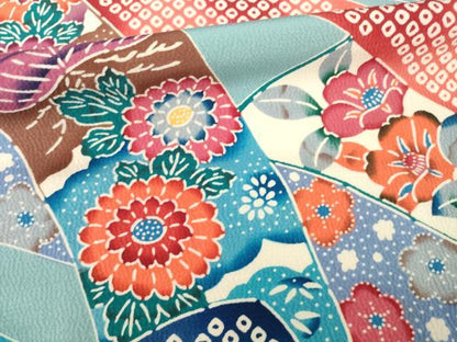 平和屋着物●豪華振袖　型染め　蔓帯花文　正絹　逸品　AABG4997ck