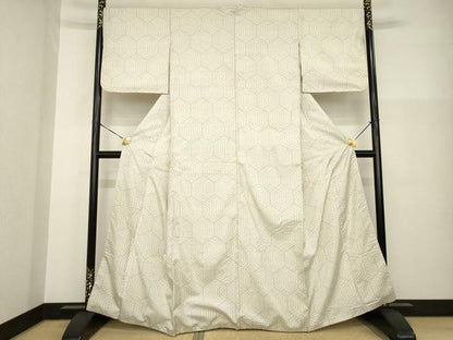 平和屋着物●本場大島紬　白大島　120亀甲　亀甲文　正絹　逸品　AABG5000ck