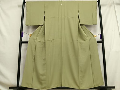 平和屋着物■上質な色無地　黄海松茶色　正絹　逸品　AABG5007oa