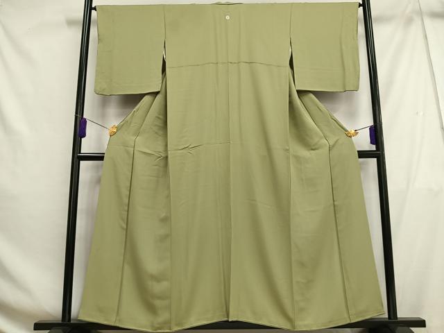 平和屋着物■上質な色無地　黄海松茶色　正絹　逸品　AABG5007oa
