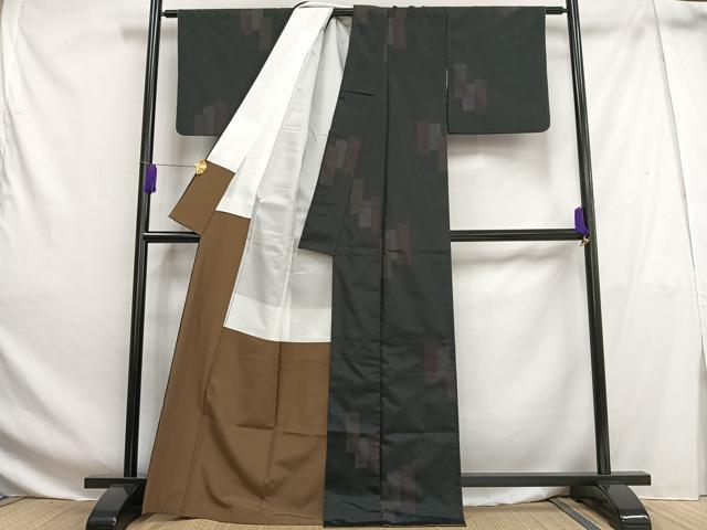 平和屋着物■上質な紬　短冊文　正絹　逸品　AABG5012oa