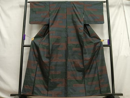 平和屋着物■本場大島紬 エ霞文 正絹 逸品 AABG5013oa