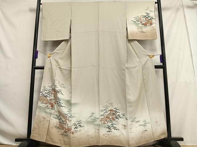 平和屋着物■訪問着　風景花松文　暈し染め　金彩　正絹　逸品　AABG5020oa