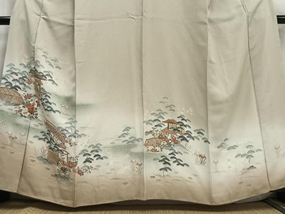 平和屋着物■訪問着　風景花松文　暈し染め　金彩　正絹　逸品　AABG5020oa