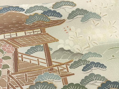 平和屋着物■訪問着　風景花松文　暈し染め　金彩　正絹　逸品　AABG5020oa