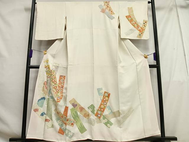 平和屋着物■中国三大刺繍 相良刺繍 訪問着 駒刺繍 短冊花文 金銀彩 正絹 逸品 AABG5033oa
