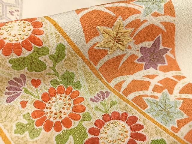 平和屋着物■中国三大刺繍 相良刺繍 訪問着 駒刺繍 短冊花文 金銀彩 正絹 逸品 AABG5033oa