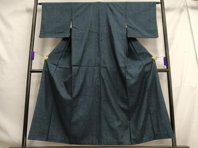 平和屋着物■上質な紬 濃藍色 正絹 逸品 AABG5034oa