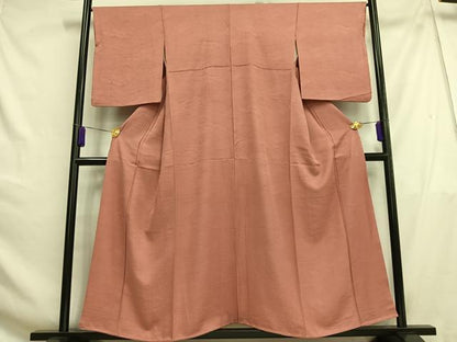 平和屋着物■上質な色無地 舞葉地紋 甚三紅色 正絹 逸品 AABG5041oa