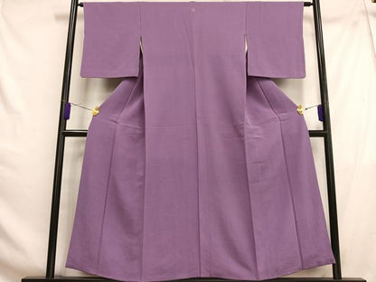 平和屋着物■上質な色無地 二藍色 鬼しぼ縮緬 正絹 逸品 AABG5042oa