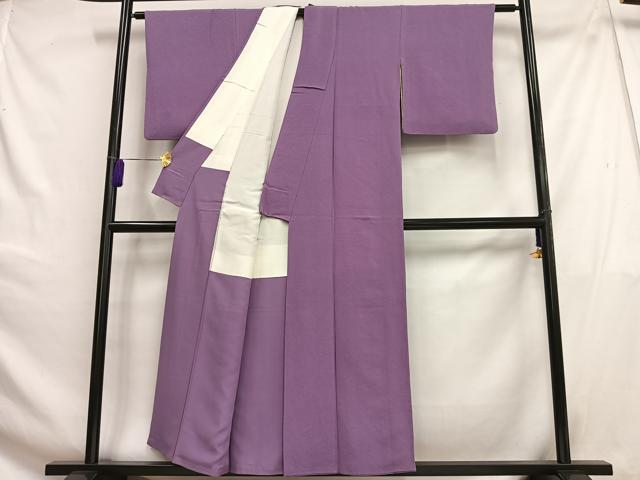 平和屋着物■上質な色無地 二藍色 鬼しぼ縮緬 正絹 逸品 AABG5042oa