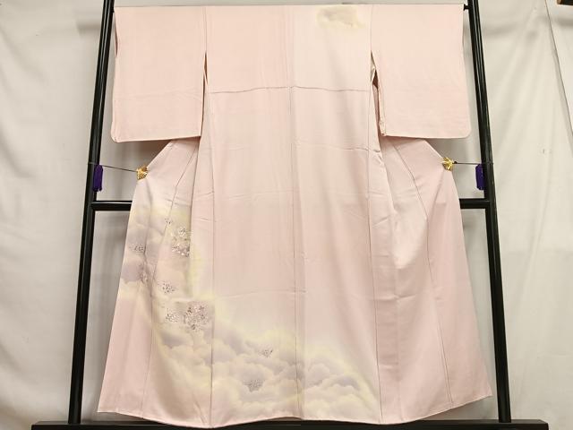 平和屋着物■訪問着 刺繍 草花雲重ね文 暈し染め 正絹 逸品 AABG5044oa