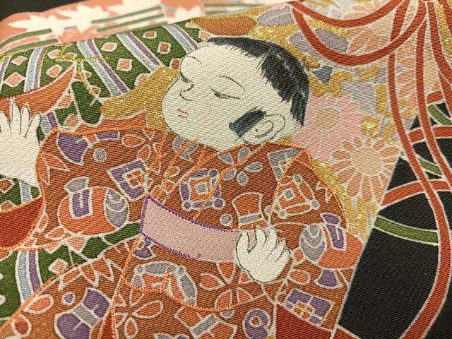 平和屋着物■豪華黒留袖 刺繍 檜扇童子文 金彩 正絹 逸品 AABG5045oa