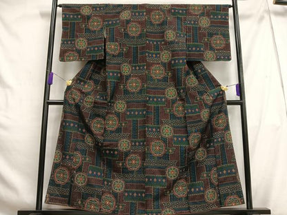 平和屋着物■上質な紬 飾花文 正絹 逸品 未使用 AABG5054oa