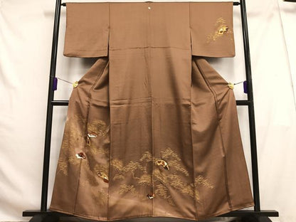 平和屋着物■訪問着 駒刺繍 扇面花文 暈し染め 金彩 正絹 逸品 AABG5058oa