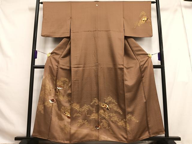 平和屋着物■訪問着 駒刺繍 扇面花文 暈し染め 金彩 正絹 逸品 AABG5058oa
