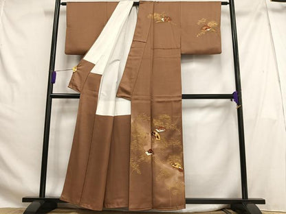 平和屋着物■訪問着 駒刺繍 扇面花文 暈し染め 金彩 正絹 逸品 AABG5058oa