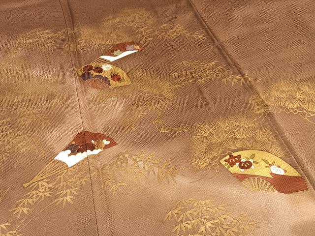 平和屋着物■訪問着 駒刺繍 扇面花文 暈し染め 金彩 正絹 逸品 AABG5058oa