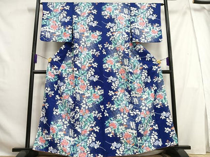 平和屋着物■小紋 草花文 洗える着物 AABG5063oa
