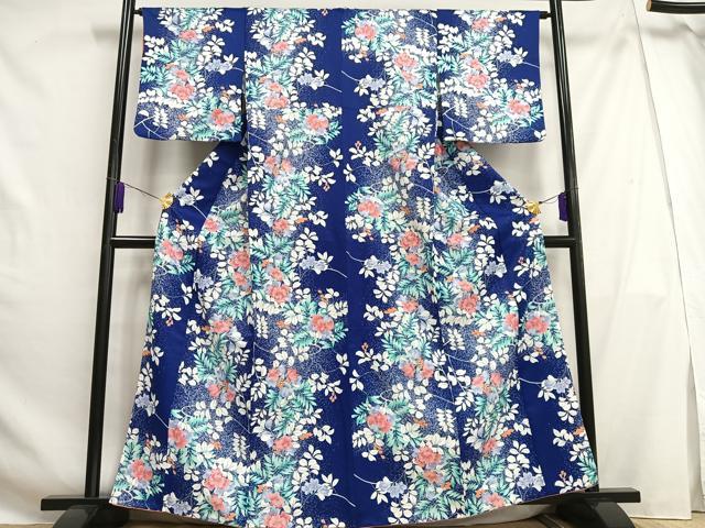 平和屋着物■小紋 草花文 洗える着物 AABG5063oa